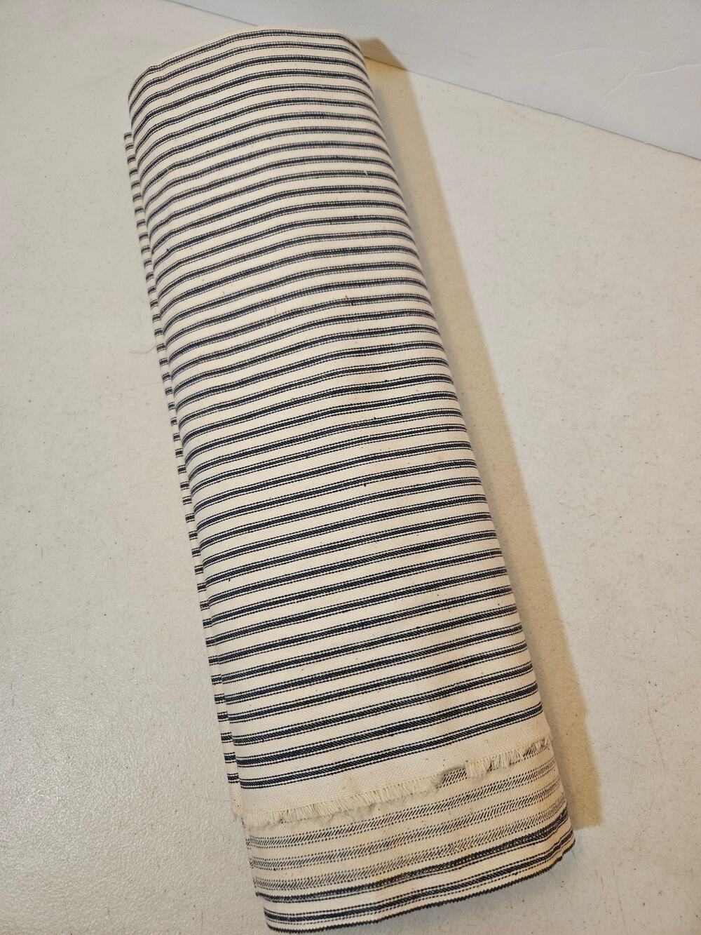 Vintage Antique Blue Stripe Ticking Fabric 33 inches wide x 4.25 yards Rare HTF